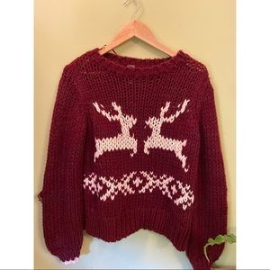 Free People Reindeer Dasher Prancer Sweater